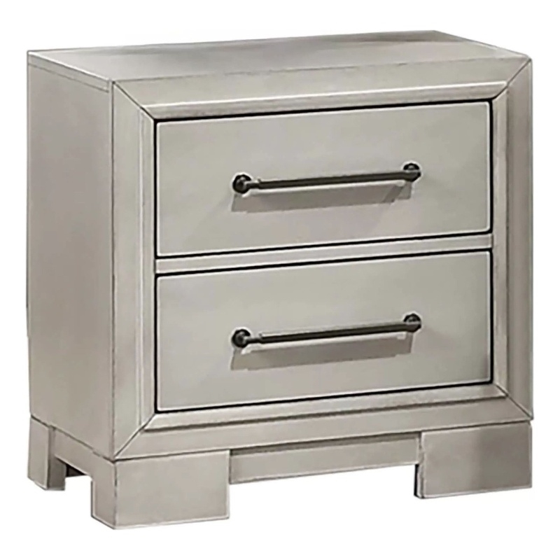 Jaxen Nightstand End Table-Antique White Rubberwood-2 Drawers-23 Inch