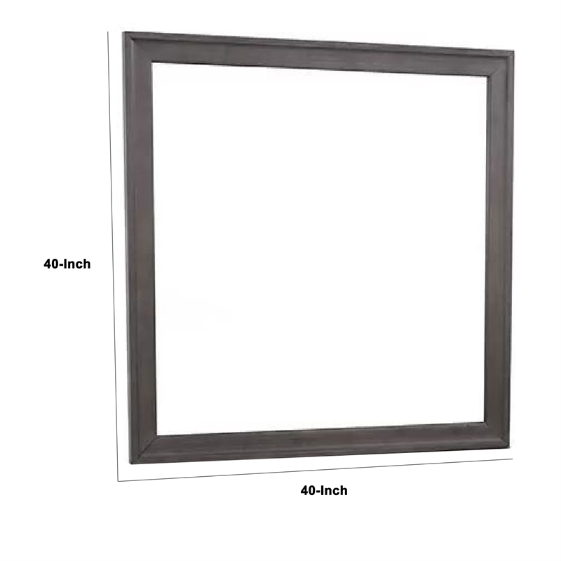 Dresser Mirror-Charcoal Gray Poplar Wood Frame-Square 40 Inch