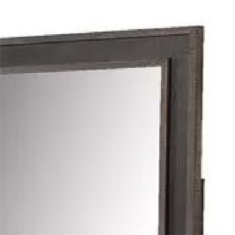 Dresser Mirror-Rustic Brown and Charcoal Gray Wood Frame-36 Inch