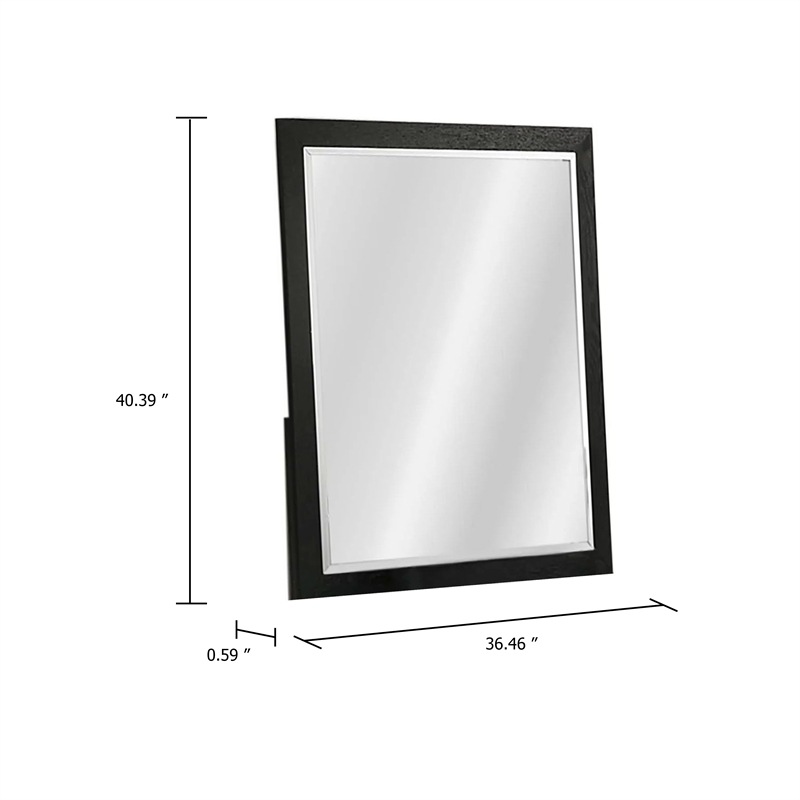 Portrait Dresser Mirror-Black-Rubberwood-36x40 Wide Frame Profile