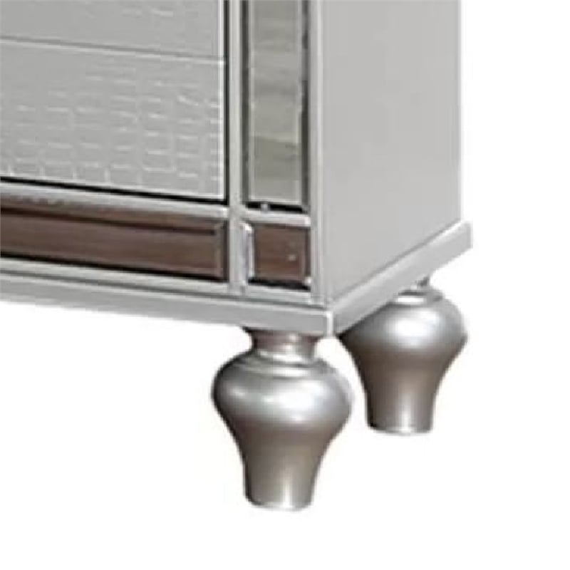 Bailey Nightstand with 2 Drawers and USB Port-Silver Acacia Wood