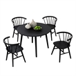 Yely 5pc Dining Table with 4 Windsor Chairs Set-Black Rubberwood