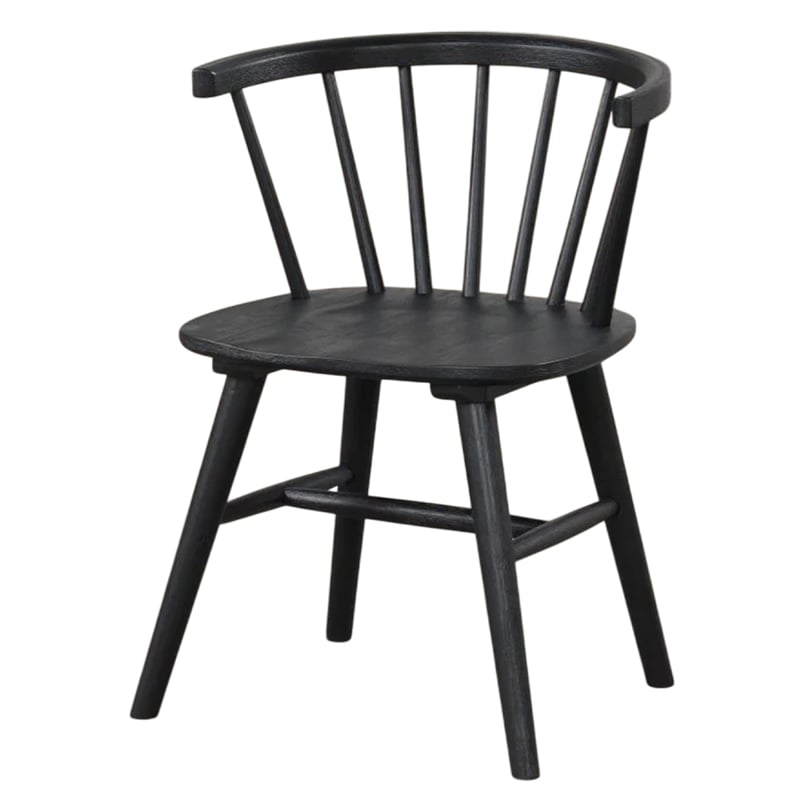Yely 5pc Dining Table with 4 Windsor Chairs Set-Black Rubberwood
