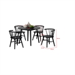 Yely 5pc Dining Table with 4 Windsor Chairs Set-Black Rubberwood