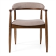 Cid Coha Dining Chair-Soft Tan Fabric-Brown Solid Wood Frame