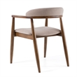 Cid Coha Dining Chair-Soft Tan Fabric-Brown Solid Wood Frame