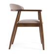 Cid Coha Dining Chair-Soft Tan Fabric-Brown Solid Wood Frame