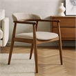 Cid Coha Dining Chair-Soft Tan Fabric-Brown Solid Wood Frame