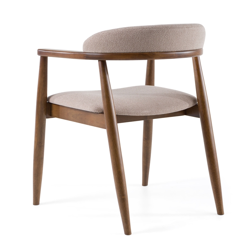 Cid Coha Dining Chair-Soft Tan Fabric-Brown Solid Wood Frame