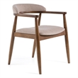 Cid Coha Dining Chair-Soft Tan Fabric-Brown Solid Wood Frame