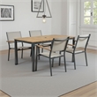 Ankia 5pc Outdoor Dining Table and Chairs Set-Gray-Natural Teak Brown