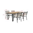 Ankia 5pc Outdoor Dining Table and Chairs Set-Gray-Natural Teak Brown