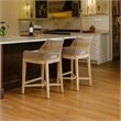 30 Inch Set of 2 Barstool Chairs-Handcrafted Mango Wood-Beige Cushion