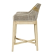 30 Inch Set of 2 Barstool Chairs-Handcrafted Mango Wood-Beige Cushion
