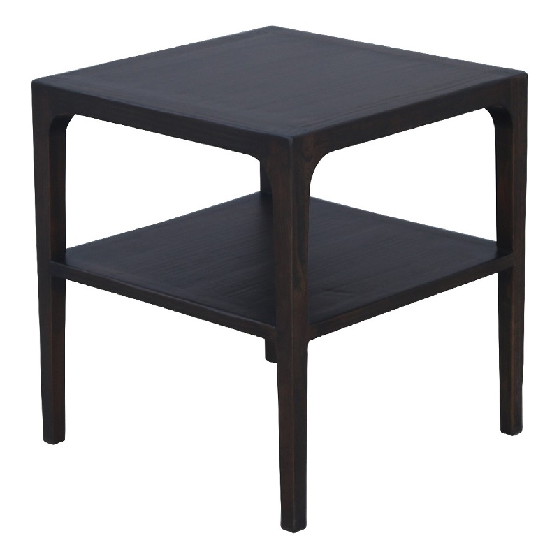 Geni Corner Table-22 Inch Square Top w Shelf-Parsons Style Java Gray