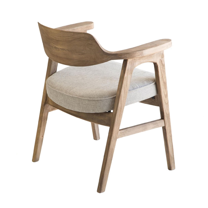 Zsy Dining Armchair-Anew Gray-Natural Brown Birch Wood-Curved Back