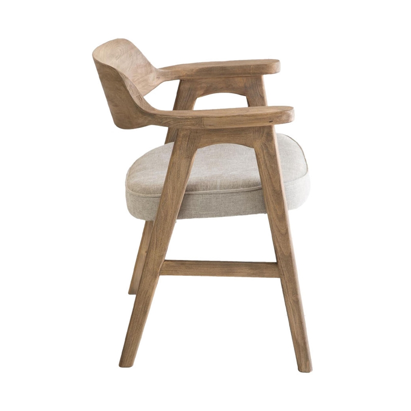 Zsy Dining Armchair-Anew Gray-Natural Brown Birch Wood-Curved Back