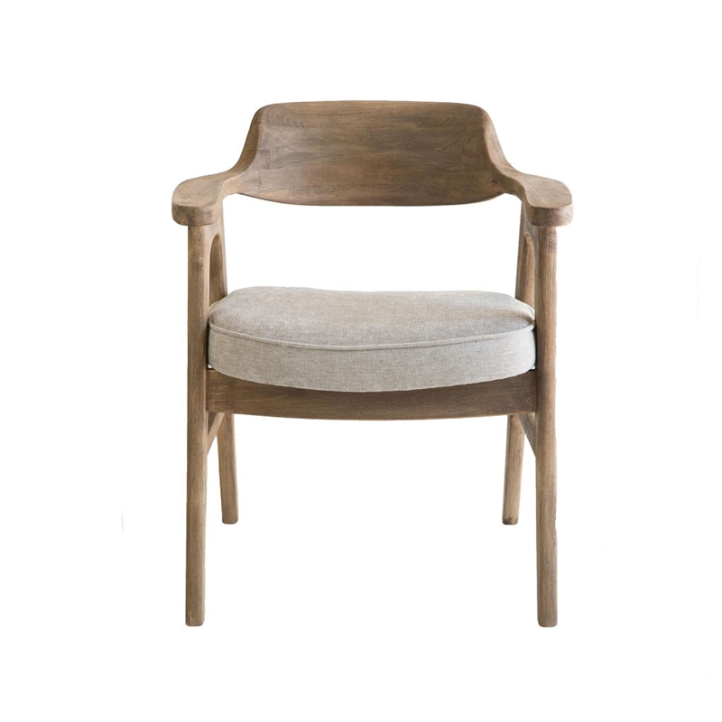 Zsy Dining Armchair-Anew Gray-Natural Brown Birch Wood-Curved Back