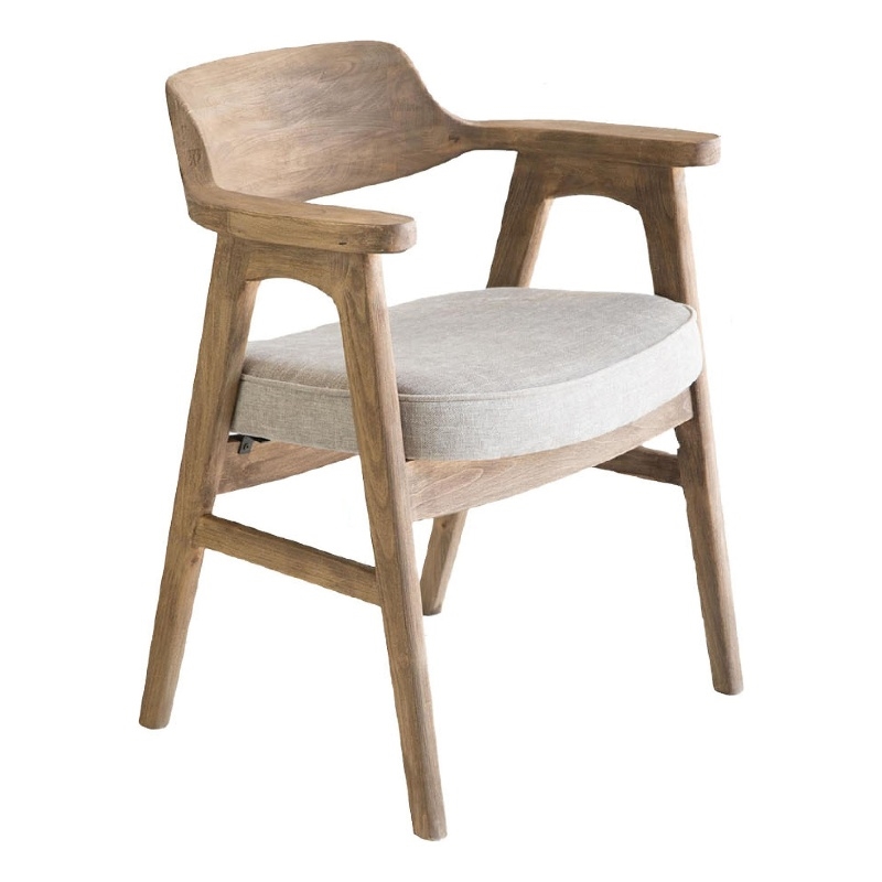 Zsy Dining Armchair-Anew Gray-Natural Brown Birch Wood-Curved Back