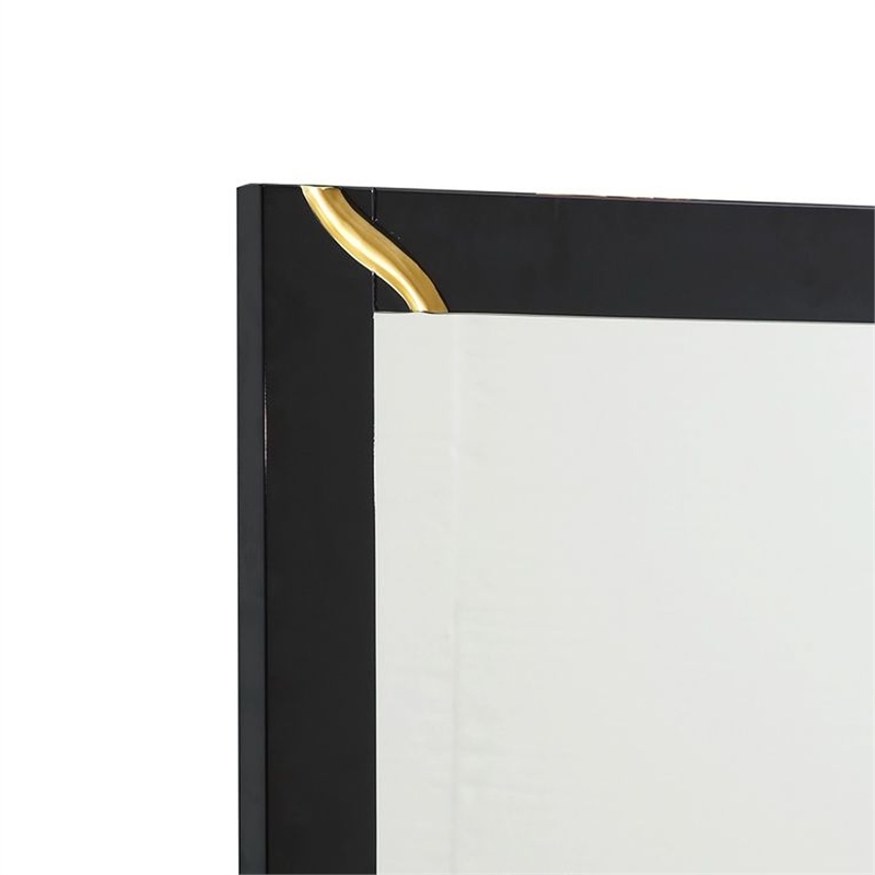 Cid Exie Mirror-Black Frame-41 Inch High Gloss Finish-Gold Accents