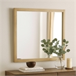 Noe Celia Accent Mirror-40 Inch Square Oak Wood Frame-Brown Finish