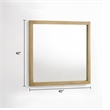 Noe Celia Accent Mirror-40 Inch Square Oak Wood Frame-Brown Finish