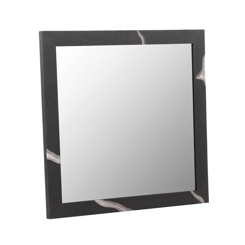 Cid Exie Mirror-39 Inch Matte Brown Veneer Frame-Silver Accents