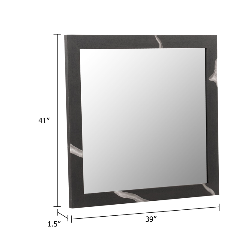 Cid Exie Mirror-39 Inch Matte Brown Veneer Frame-Silver Accents