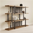 Cid Brow 4 Tier Bookshelf-Black Stainless Steel w Glass Back-71 Inch