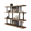 Cid Brow 4 Tier Bookshelf-Black Stainless Steel w Glass Back-71 Inch
