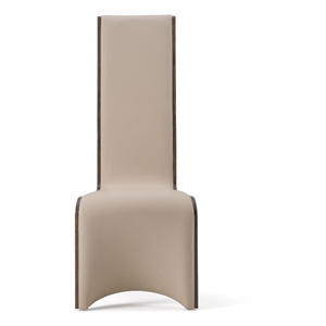 Cid Adya Dining Side Chair Set of 2-Beige Faux Leather-Gray Ash Wood