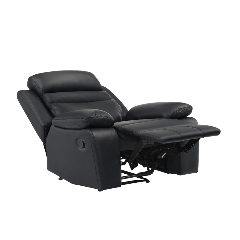 Hanna Manual Reclining Chair-Black Top Grain Leather