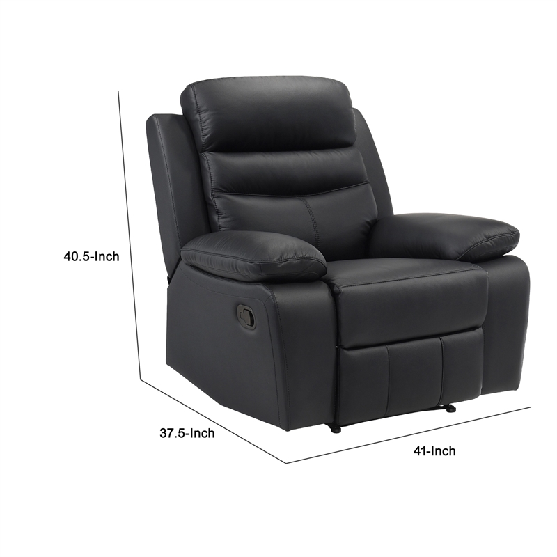 Hanna Manual Reclining Chair-Black Top Grain Leather