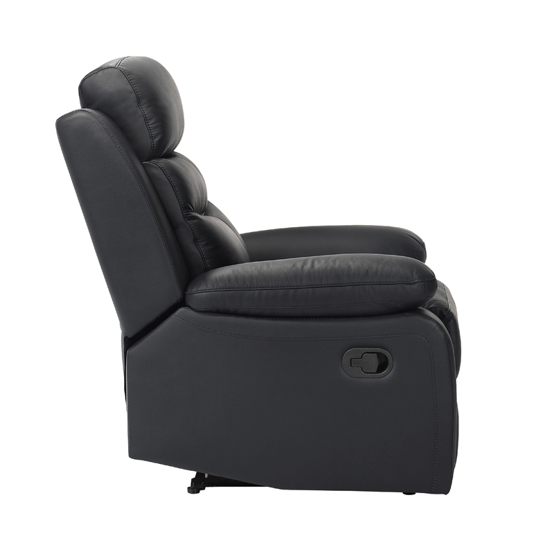 Hanna Manual Reclining Chair-Black Top Grain Leather