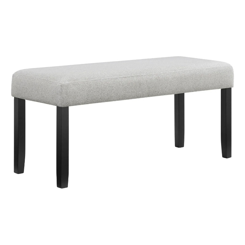 Riac Dining Bench-41 Inch Dove Gray Fabric Seat-Black Wood Legs