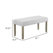 Koji Dining Bench-Gray Fabric Padded Seat-Brown Wood Frame-42 Inch