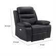Hanna Power Reclining Chair-USB Port-Black Top Grain Leather
