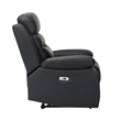 Hanna Power Reclining Chair-USB Port-Black Top Grain Leather