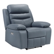 Hanna Power Reclining Chair-Blue Top Grain Leather Cushions-USB Port