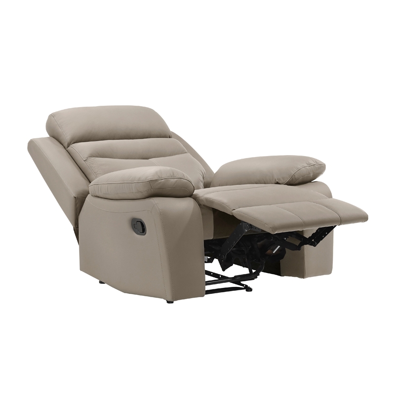 Hanna Manual Reclining Chair-Latte Brown Top Grain Leather Cushions