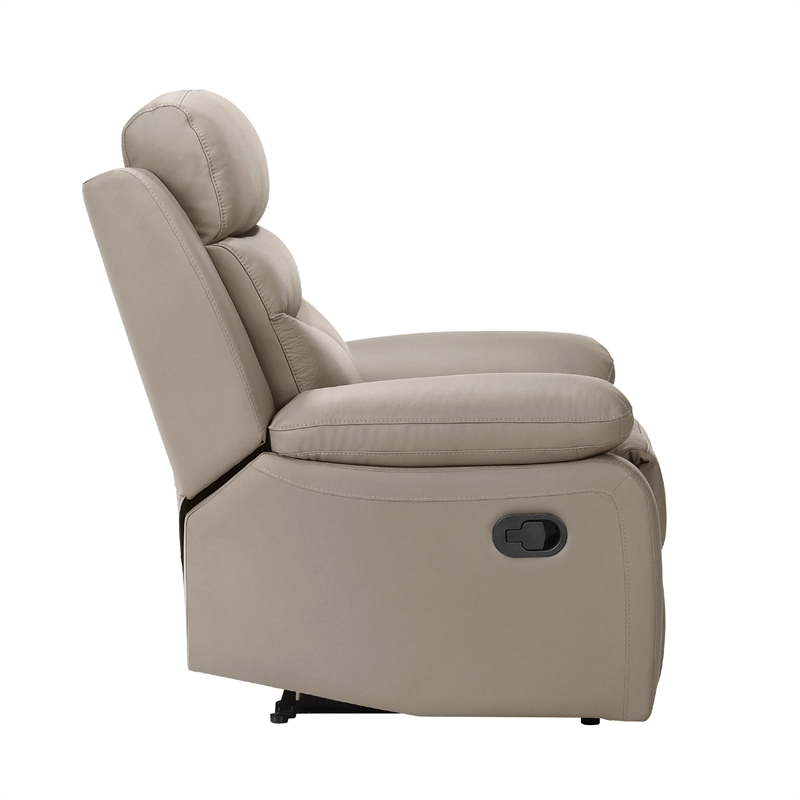 Hanna Manual Reclining Chair-Latte Brown Top Grain Leather Cushions