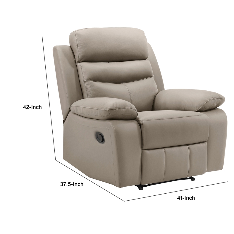 Hanna Manual Reclining Chair-Latte Brown Top Grain Leather Cushions