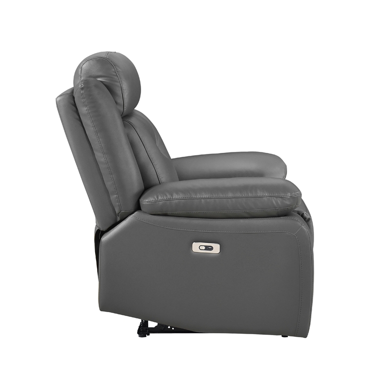 Conia Power Reclining Chair-Dark Gray Top Grain Leather-USB Port