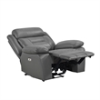 Conia Power Reclining Chair-Dark Gray Top Grain Leather-USB Port
