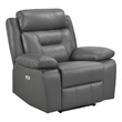 Conia Power Reclining Chair-Dark Gray Top Grain Leather-USB Port