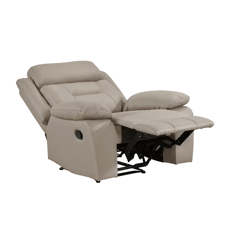 Conia Manual Reclining Chair-Latte Beige Top Grain Leather Cushions