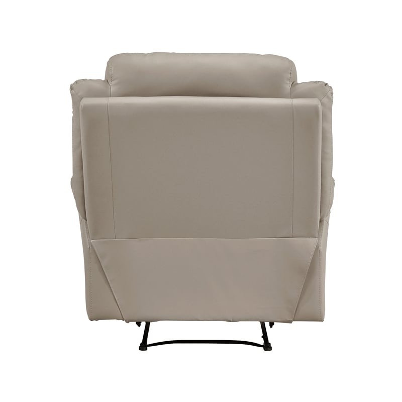 Conia Manual Reclining Chair-Latte Beige Top Grain Leather Cushions