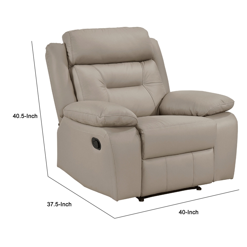 Conia Manual Reclining Chair-Latte Beige Top Grain Leather Cushions