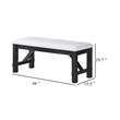 Riby 48 Inch Dining Bench-Black Wood Body-Gray Linen Padded Seat