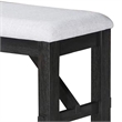 Riby 48 Inch Dining Bench-Black Wood Body-Gray Linen Padded Seat